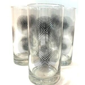 Norfolk Dining Royal Tumblers Five Drinking Glasses Black Clear 16oz illusion